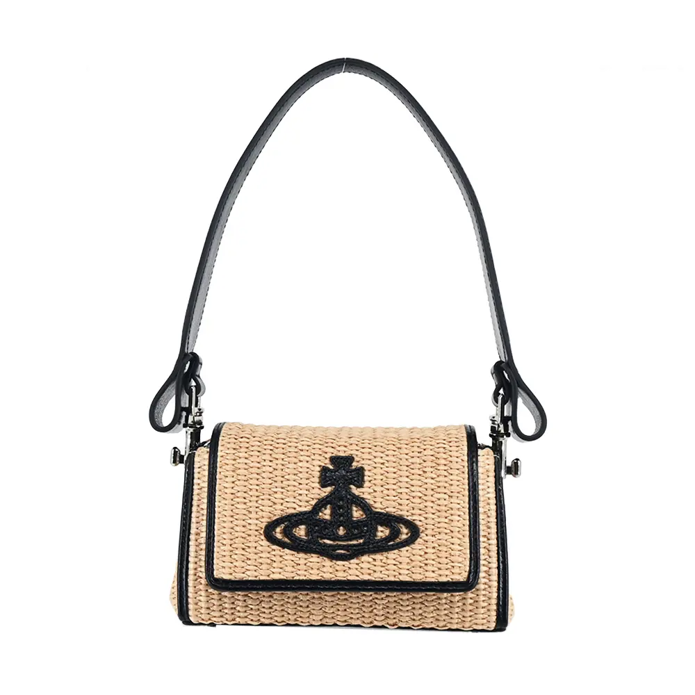 Vivienne Westwood  Hazel藤編肩背/斜背兩用包-小/卡其/平行輸入