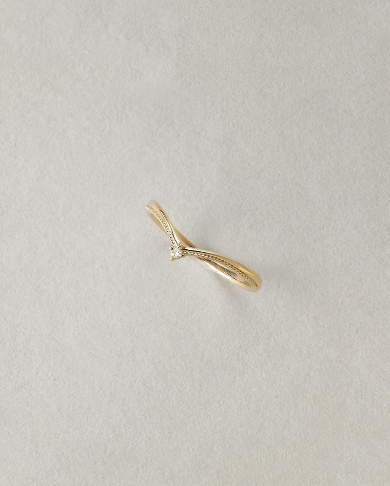 【ARTE WHITE】K10 命定之線鑽石戒指 0.01ct / 日本戒圍13