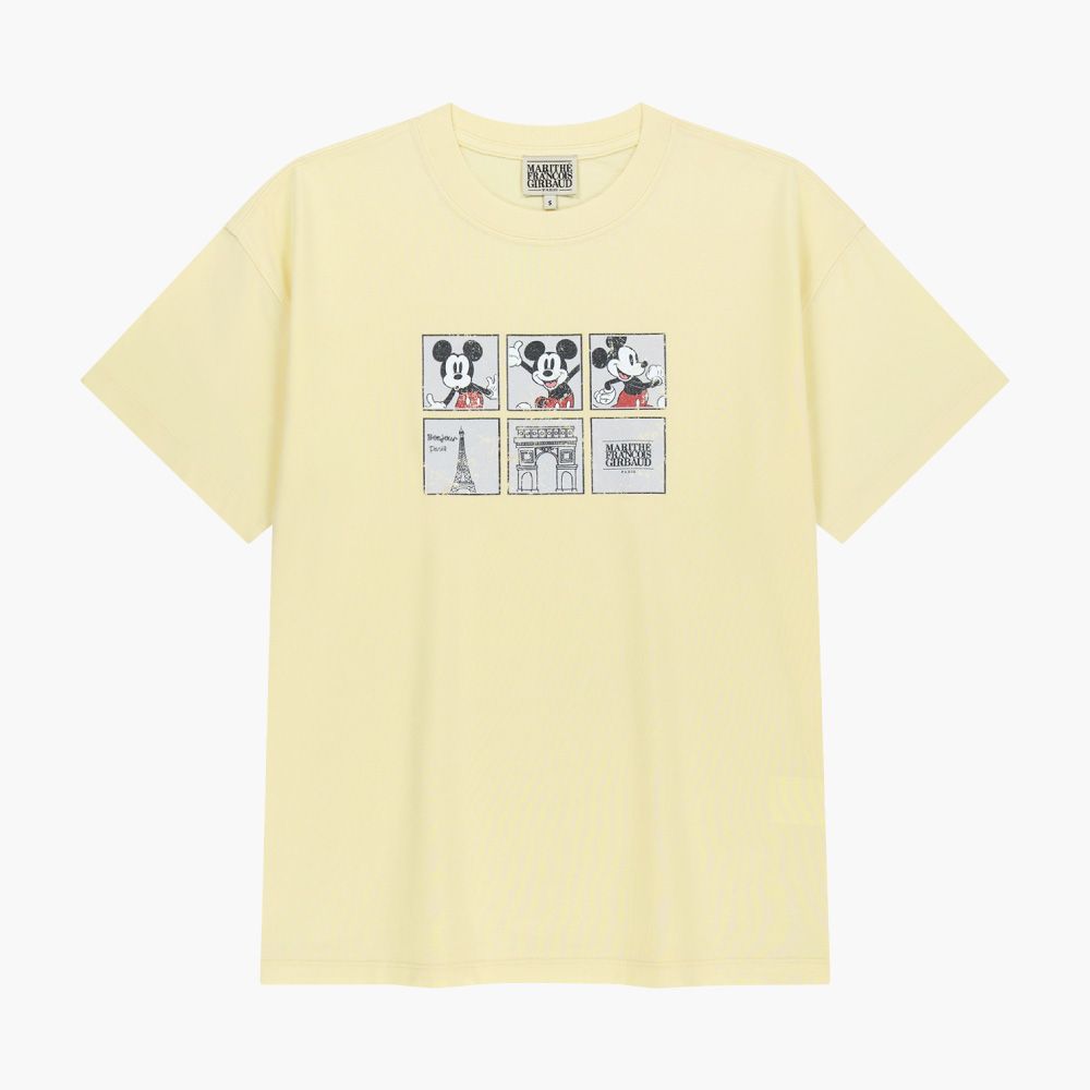 MARITHÉ FRANÇOIS GIRBAUD [MARITHE_DISNEY] MICKEY_FILMSTRIP TEE Disney 聯名米奇底片圖案短袖T恤/ 奶油黃butter/ 預購 S