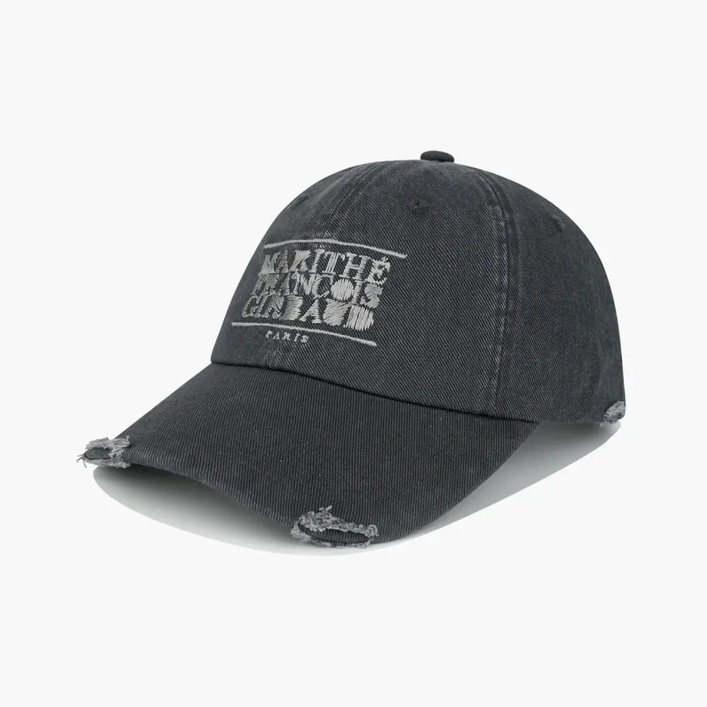 MARITHÉ FRANÇOIS GIRBAUD DRAWING CLASSIC LOGO DAMAGED COVERED CAP 手繪風經典標誌破損感棒球帽 炭灰charcoal