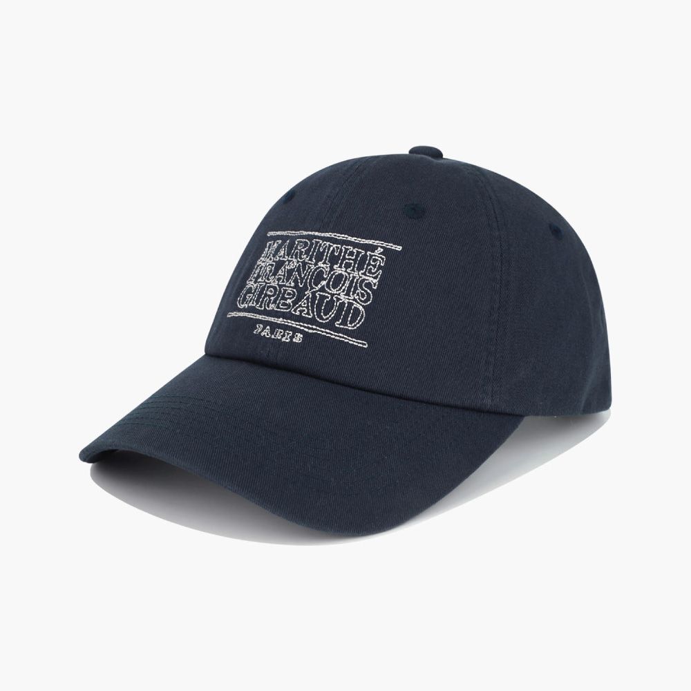 MARITHÉ FRANÇOIS GIRBAUD DOODLE CLASSIC LOGO COVERED CAP 塗鴉風刺繡經典標誌棒球帽 深藍navy