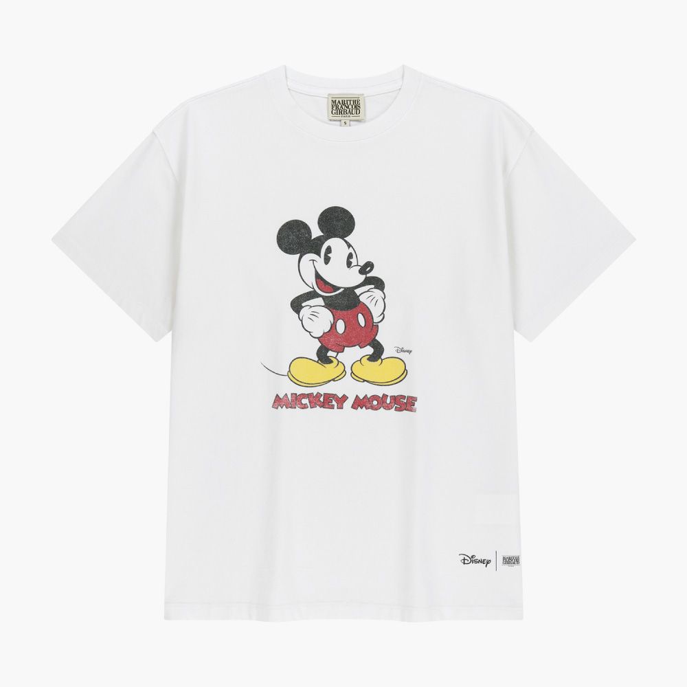 MARITHÉ FRANÇOIS GIRBAUD [MARITHE_DISNEY] MICKEY_VINTAGE WASHED TEE Disney 聯名米奇復古水洗短袖T恤/ 白色white/ 預購 XL