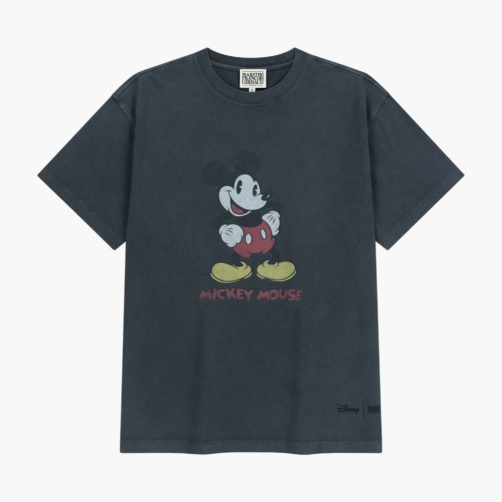 MARITHÉ FRANÇOIS GIRBAUD [MARITHE_DISNEY] MICKEY_VINTAGE WASHED TEE Disney 聯名米奇復古水洗短袖T恤/ 炭灰色charcoal/ 預購 XL