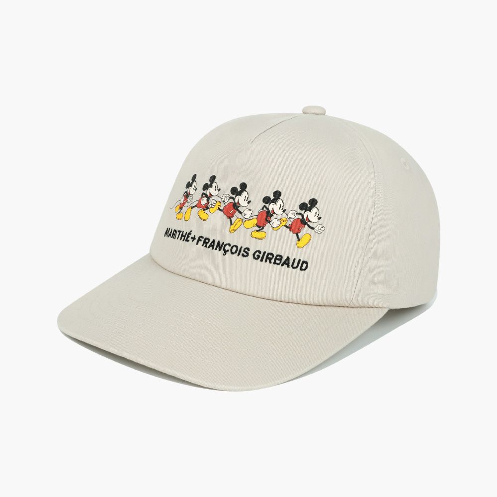 MARITHÉ FRANÇOIS GIRBAUD [MARITHE_DISNEY] MICKEY_GRAPHIC 5 PANEL CAP Disney 聯名米奇五片帽 淺米色light beige