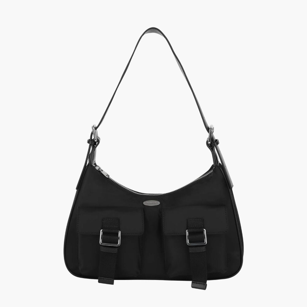 MARITHÉ FRANÇOIS GIRBAUD REGULAR LOGO 2WAY HOBO BAG 經典標誌兩用尼龍Hobo包 黑色black