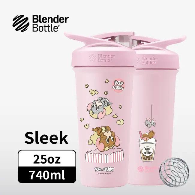 Blender Bottle Sleek按壓式不鏽鋼水壺/ 爆鼠花/ Tom and Jerry湯姆貓與傑利鼠/ 25oz/ 740ml