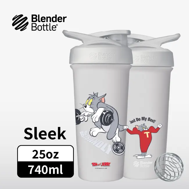 Blender Bottle Sleek按壓式不鏽鋼水壺/ 請勿摔槓/ Tom and Jerry湯姆貓與傑利鼠/ 25oz/ 740ml