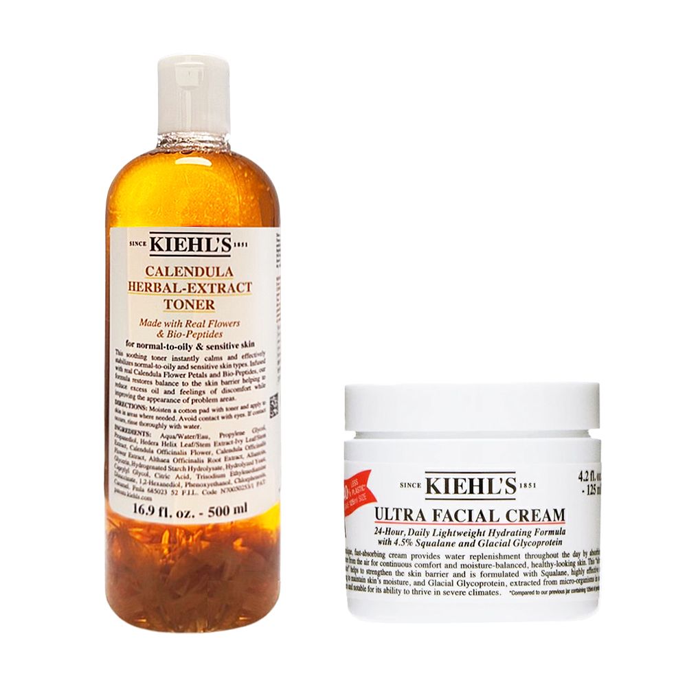 KIEHL'S 契爾氏 金盞花植物精華化妝水 500ml+冰河醣蛋白保濕霜 125mL/ 平行輸入