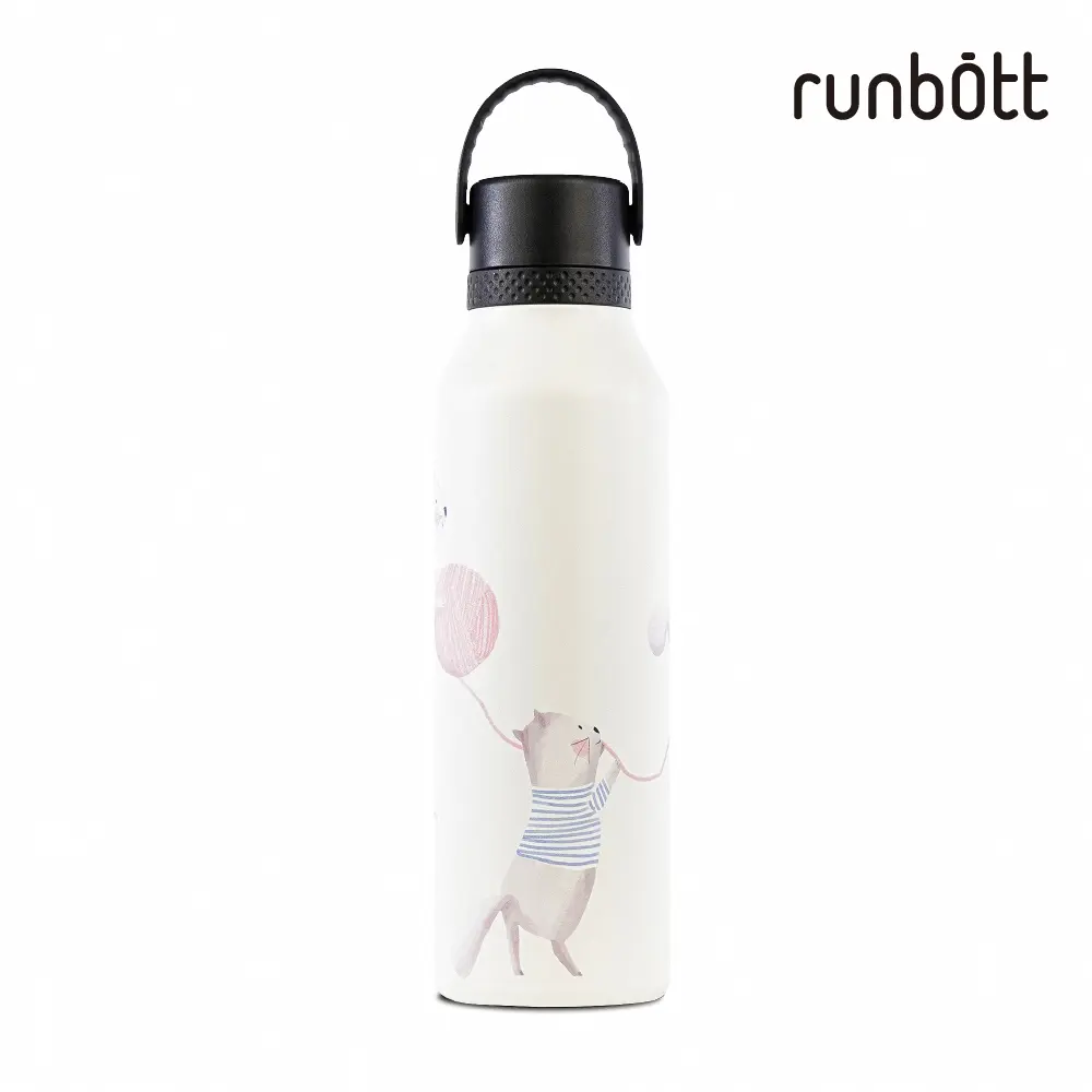 【runbott】Mii 輕量陶瓷保溫瓶600ml/ 慵懶貓咪