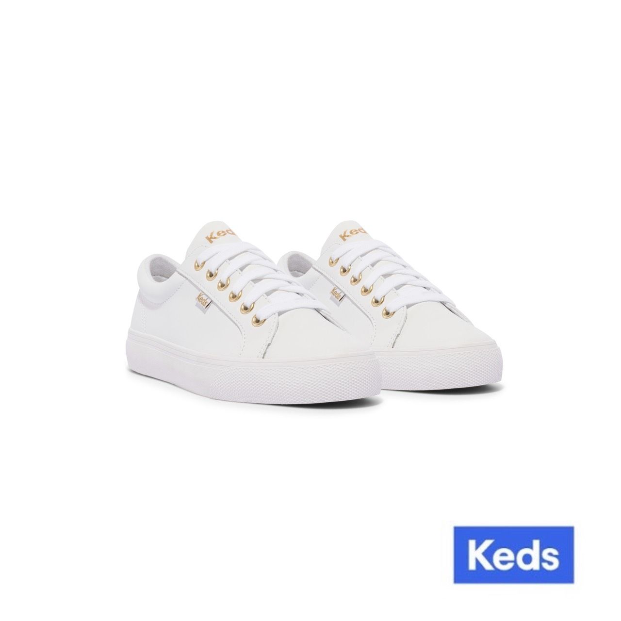 【KEDS】JUMP KICK 奢華風皮革綁帶休閒小白鞋 9203W123119/ US8 (25cm)