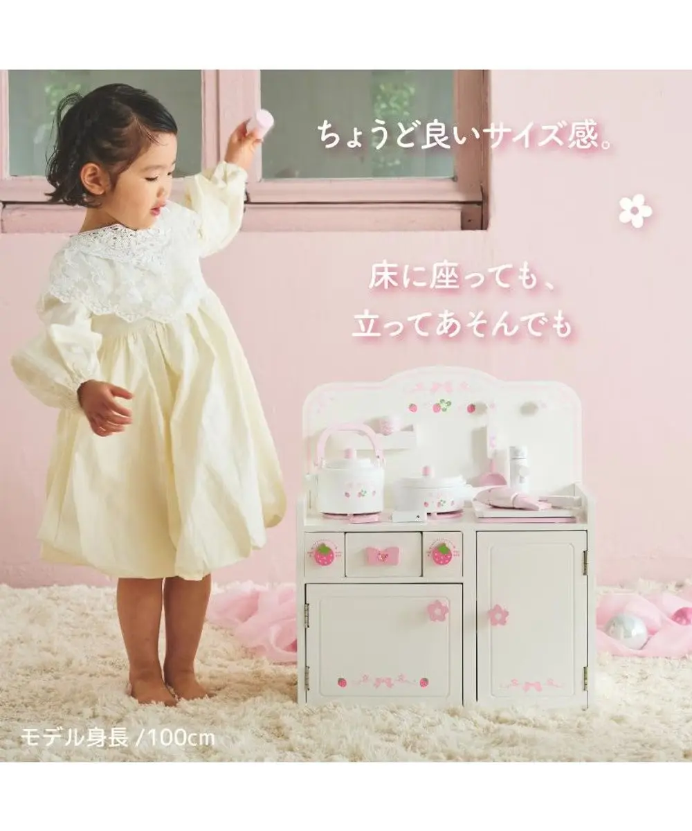 【Mother garden】木製玩具 廚具-絲帶款 奶油白-附餐具組