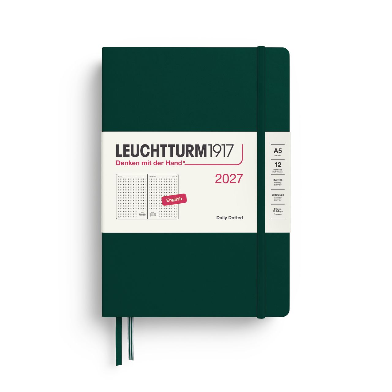 2027德國LEUCHTTURM1917 日誌/ 方點日計畫/ 21X14公分/ 森林綠/ 硬殼