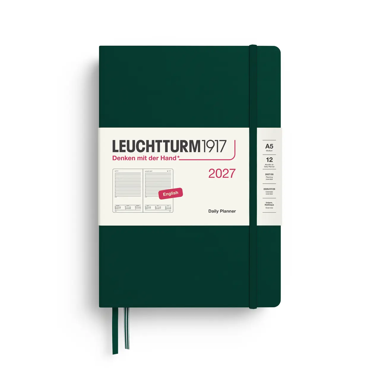 2027德國LEUCHTTURM1917 日誌/ 日計畫/ 21X14公分/ 森林綠/ 硬殼