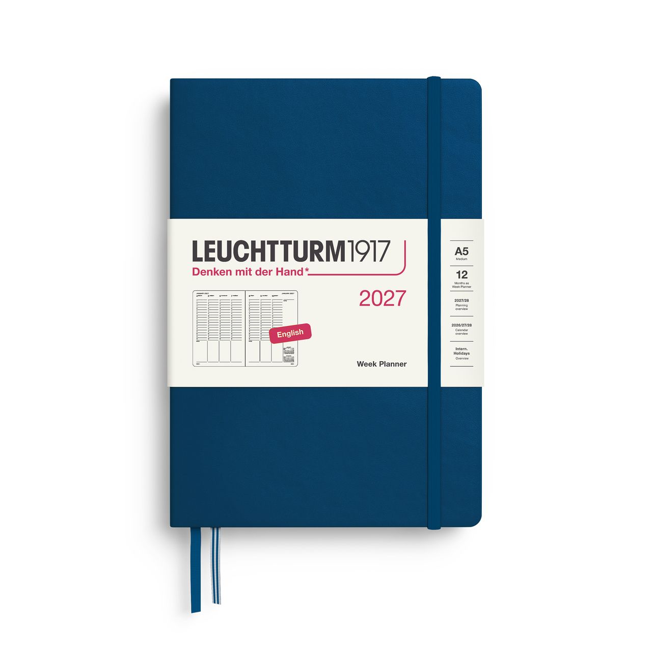 2027德國LEUCHTTURM1917 日誌/ 直式週計畫/ 21X14公分/ 靛藍/ 硬殼