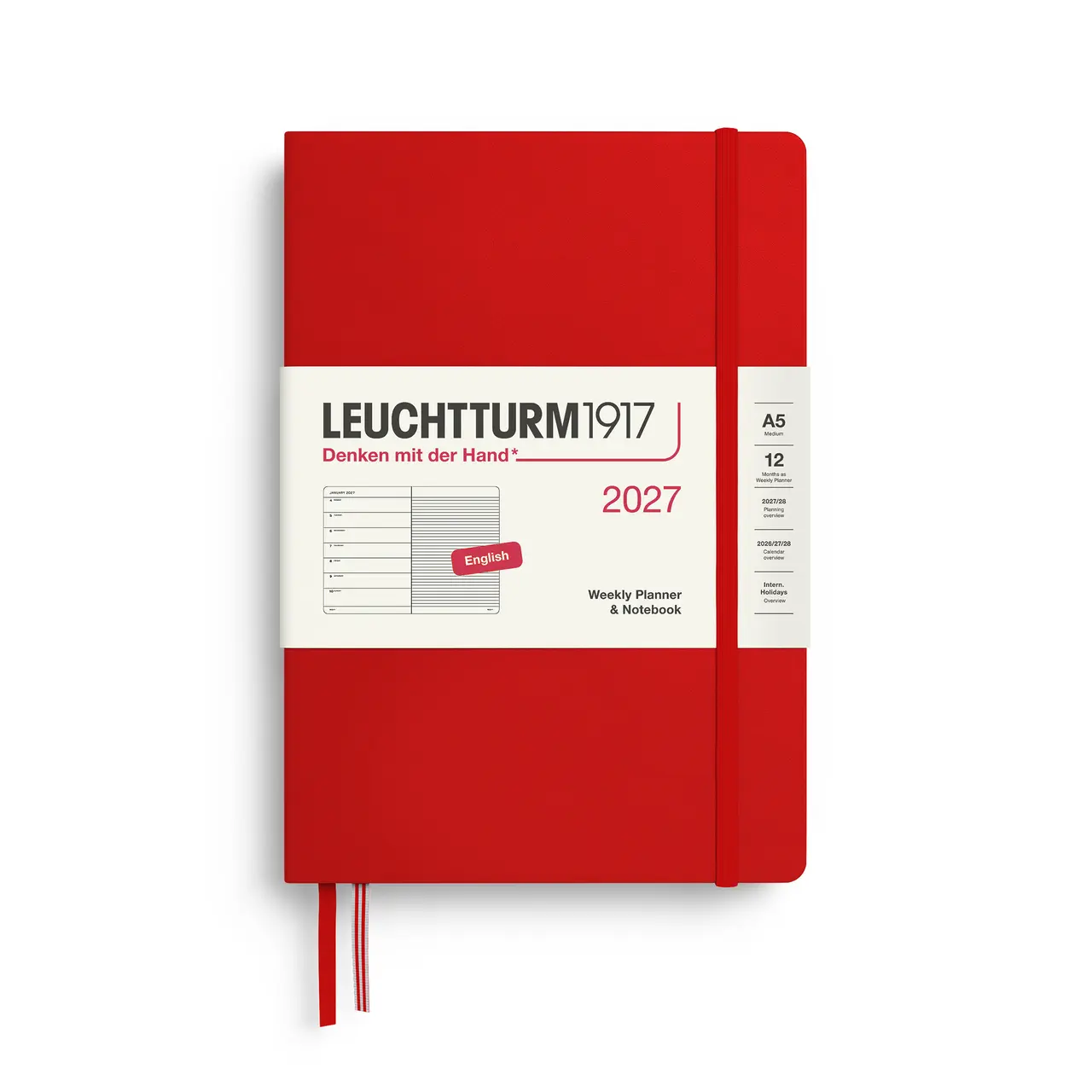2027德國LEUCHTTURM1917 日誌/ 筆記式週計畫/ 21X14公分/ 櫻桃/ 硬殼