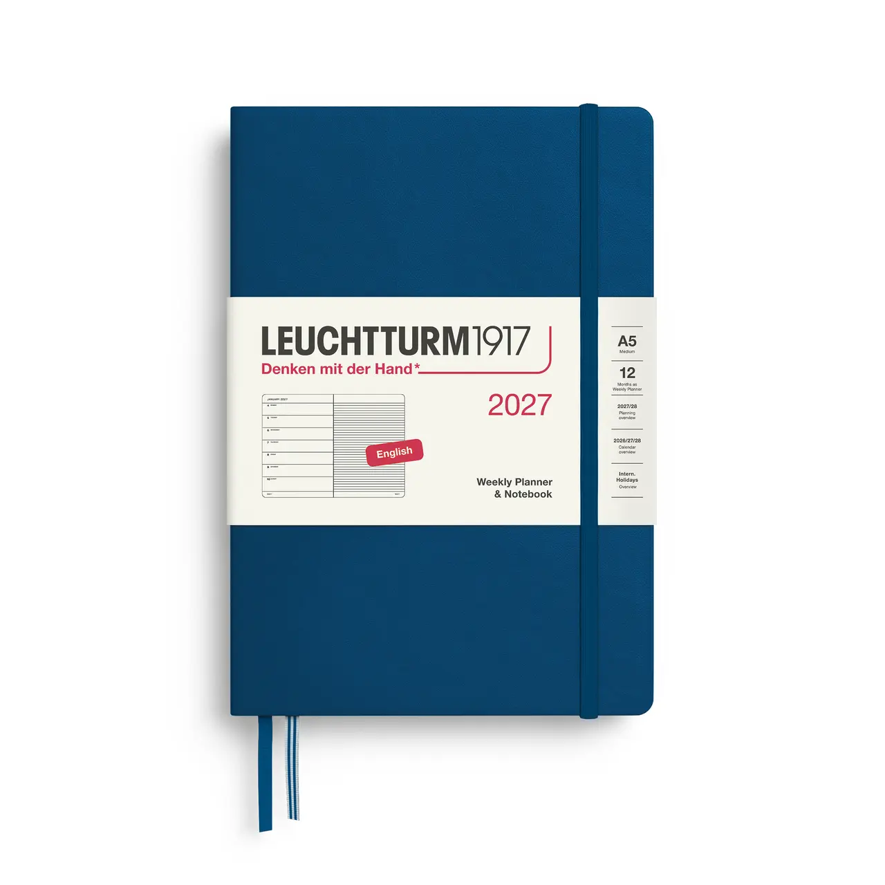 2027德國LEUCHTTURM1917 日誌/ 筆記式週計畫/ 21X14公分/ 靛藍/ 硬殼