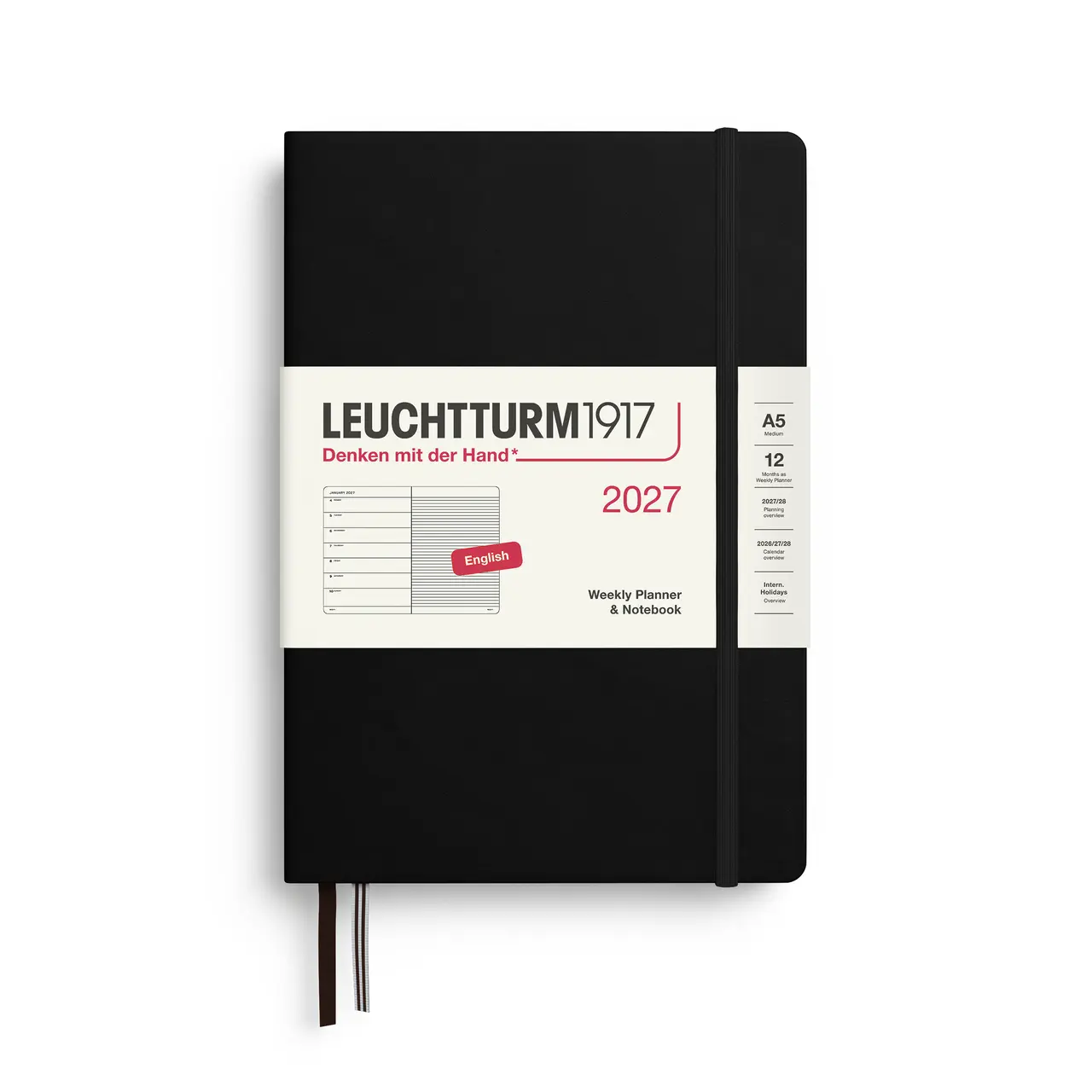 2027德國LEUCHTTURM1917 日誌/ 筆記式週計畫/ 21X14公分/ 黑/ 硬殼