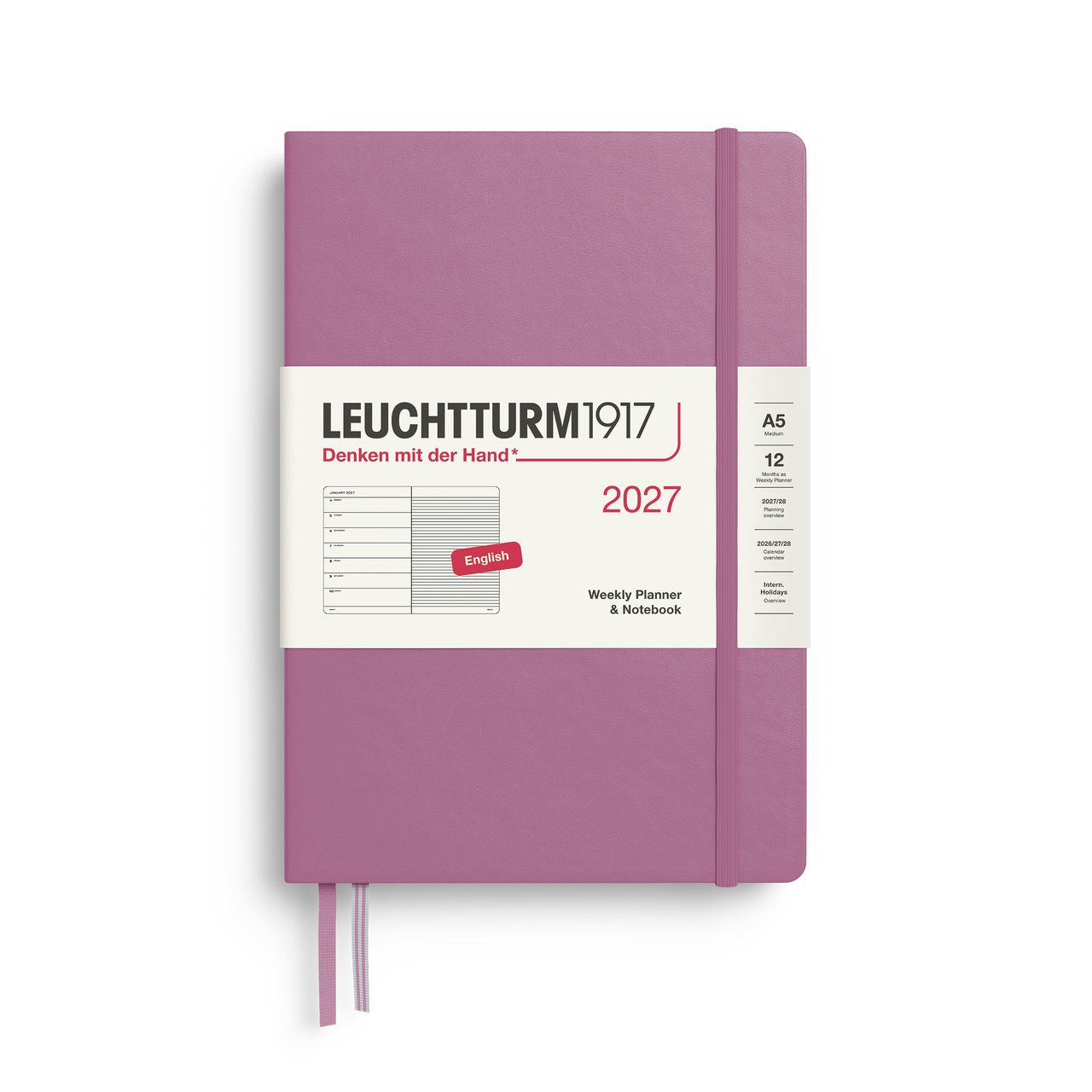 2027德國LEUCHTTURM1917 日誌/ 筆記式週計畫/ 21X14公分/ 乾燥玫瑰粉/ 硬殼