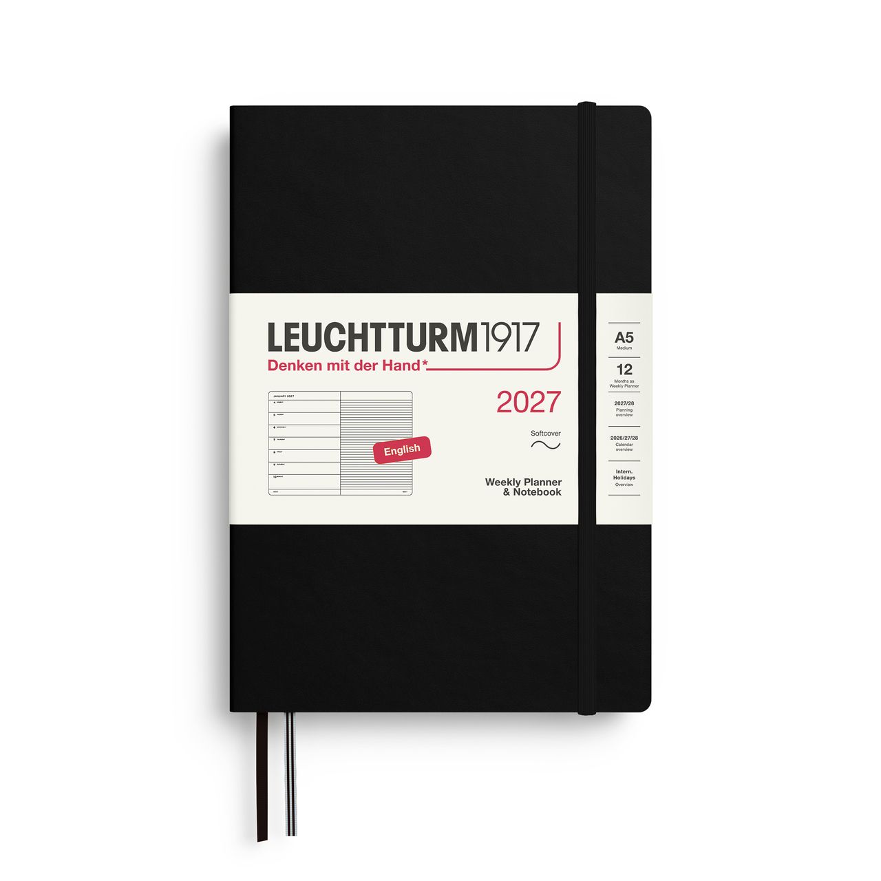 2027德國LEUCHTTURM1917 日誌/ 筆記式週計畫/ 21X14公分/ 黑/ 軟殼