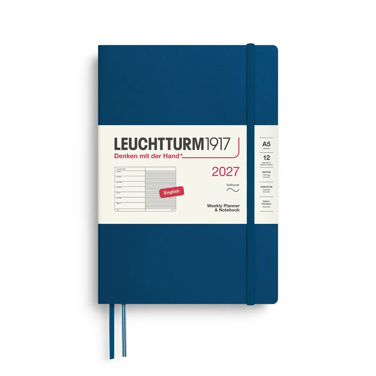 2027德國LEUCHTTURM1917 日誌/ 筆記式週計畫/ 21X14公分/ 靛藍/ 軟殼