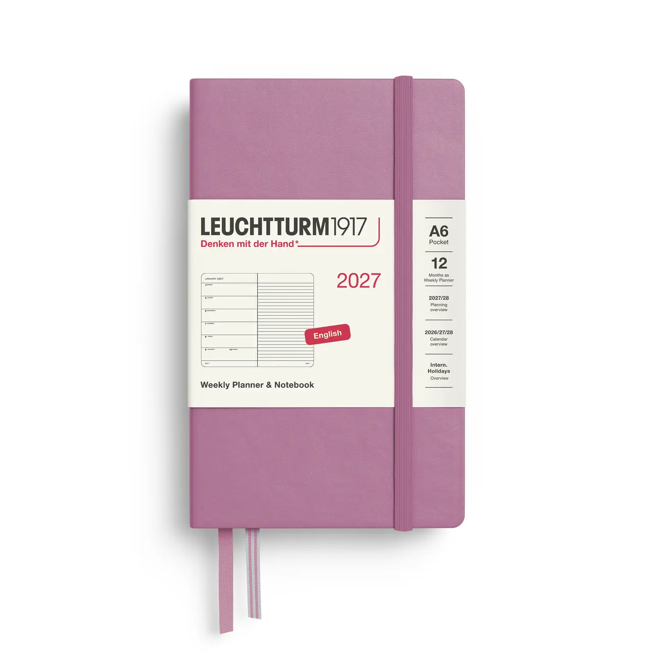 2027德國LEUCHTTURM1917 日誌/ 筆記式週計畫/ 15X9公分/ 乾燥玫瑰粉/ 硬殼