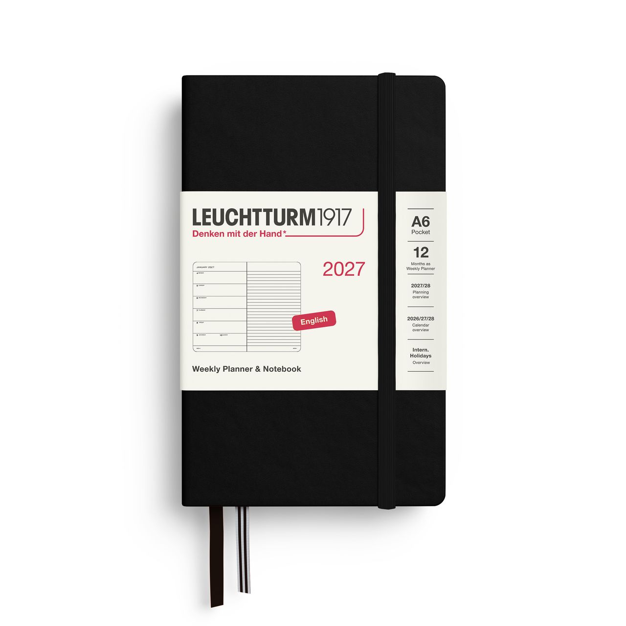 2027德國LEUCHTTURM1917 日誌/ 筆記式週計畫/ 15X9公分/ 黑/ 硬殼
