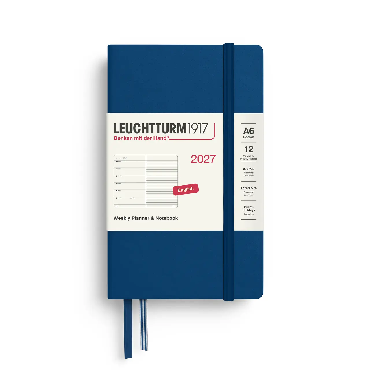 2027德國LEUCHTTURM1917 日誌/ 筆記式週計畫/ 15X9公分/ 靛藍/ 硬殼