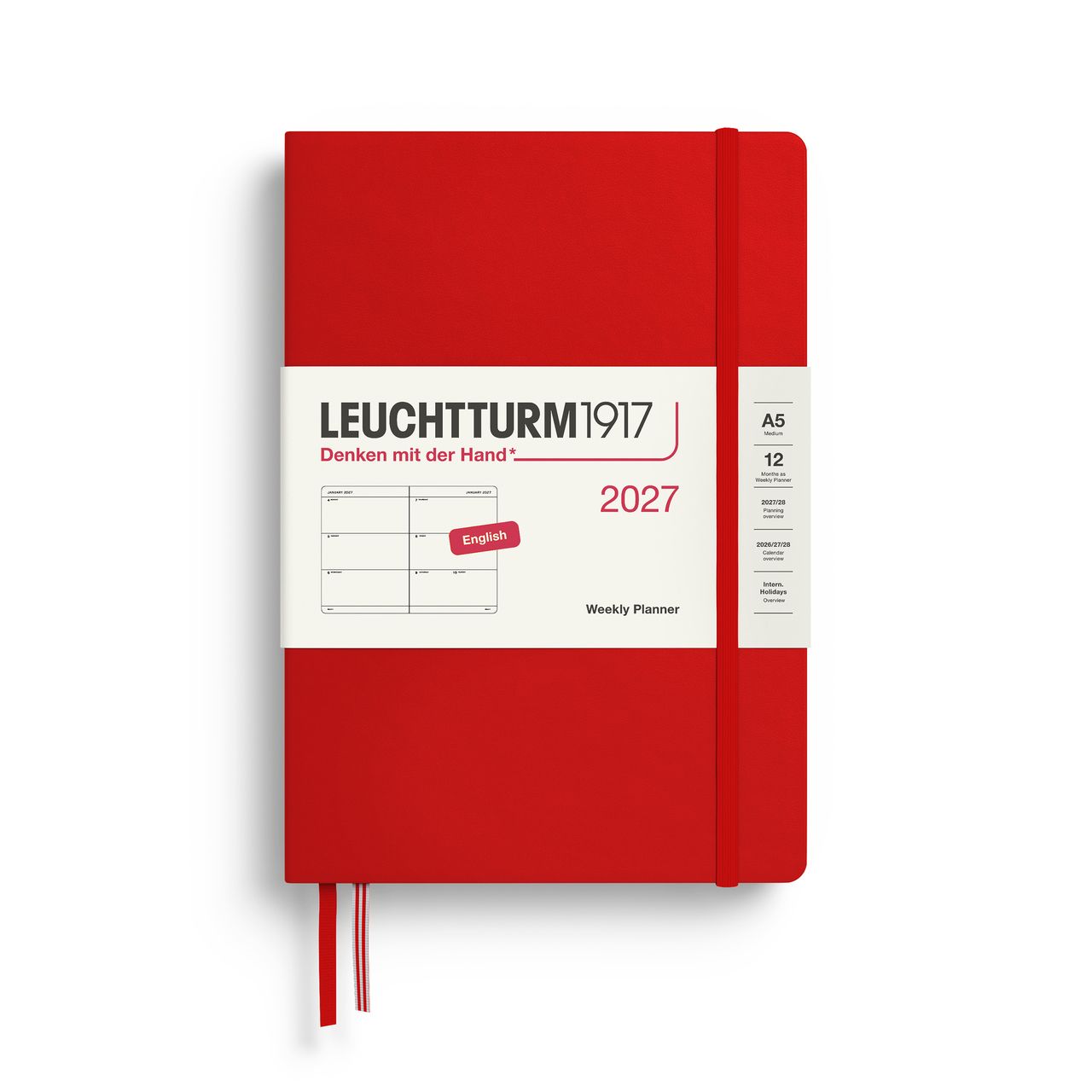 2027德國LEUCHTTURM1917 日誌/ 週計畫/ 21X14公分/ 櫻桃/ 硬殼