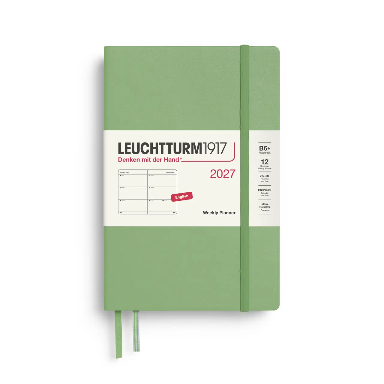 2027德國LEUCHTTURM1917 日誌/ 週計畫/ 12.5X19公分/ 鼠尾草綠/ 硬殼