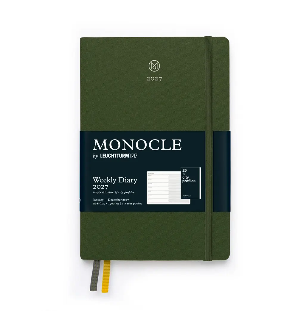 2027德國 LEUCHTTURM1917 X Monocle 日誌/ 筆記式週計畫/ 12.5X19公分/ 橄欖綠/ 硬殼