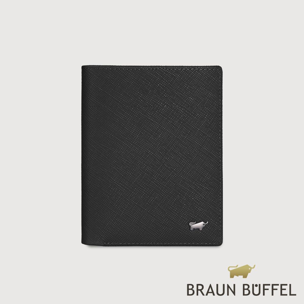 【BRAUN BUFFEL 德國小金牛】台灣總代理 HOMME-P 12卡直立中夾-黑色/BF598-359-BK