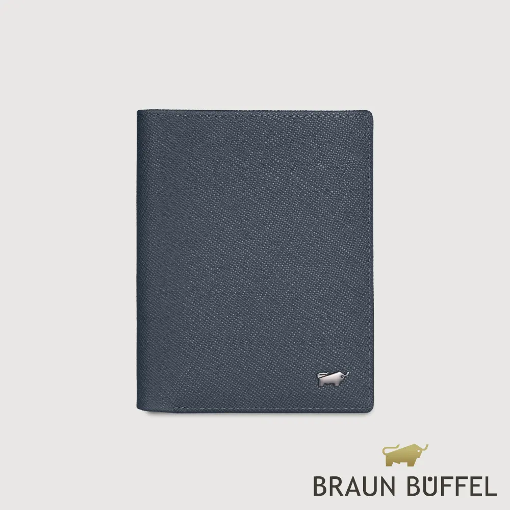 【BRAUN BUFFEL 德國小金牛】台灣總代理 HOMME-P 12卡直立中夾-藍色/BF598-359-NY