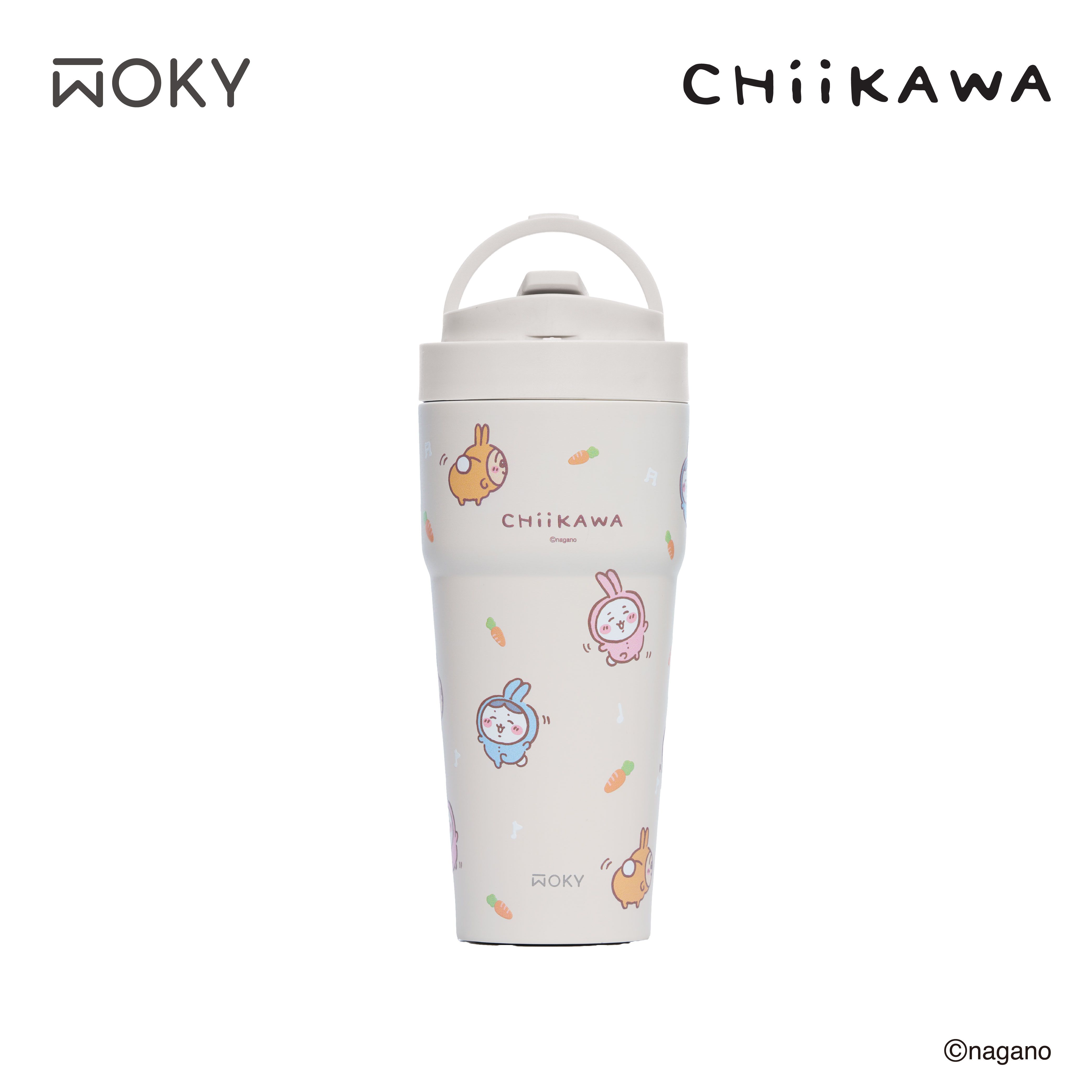 WOKY沃廚 x CHIIKAWA渾圓杯鈦陶瓷/ 770ml/ 睡衣橡白/ 2.0上蓋