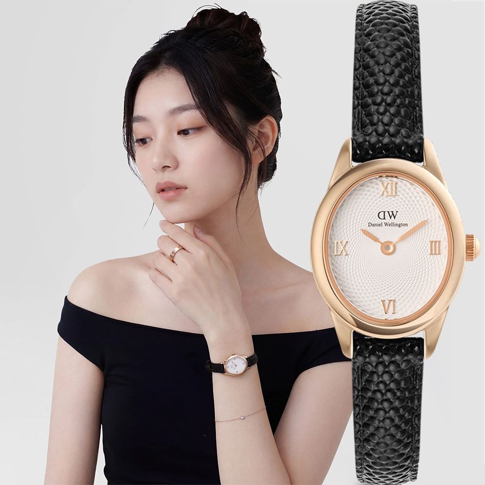 Daniel Wellington DW 女錶-22x25.5mm Ophelia Mini 羅馬橢圓形經典手錶-玫瑰金框(DW00100893)