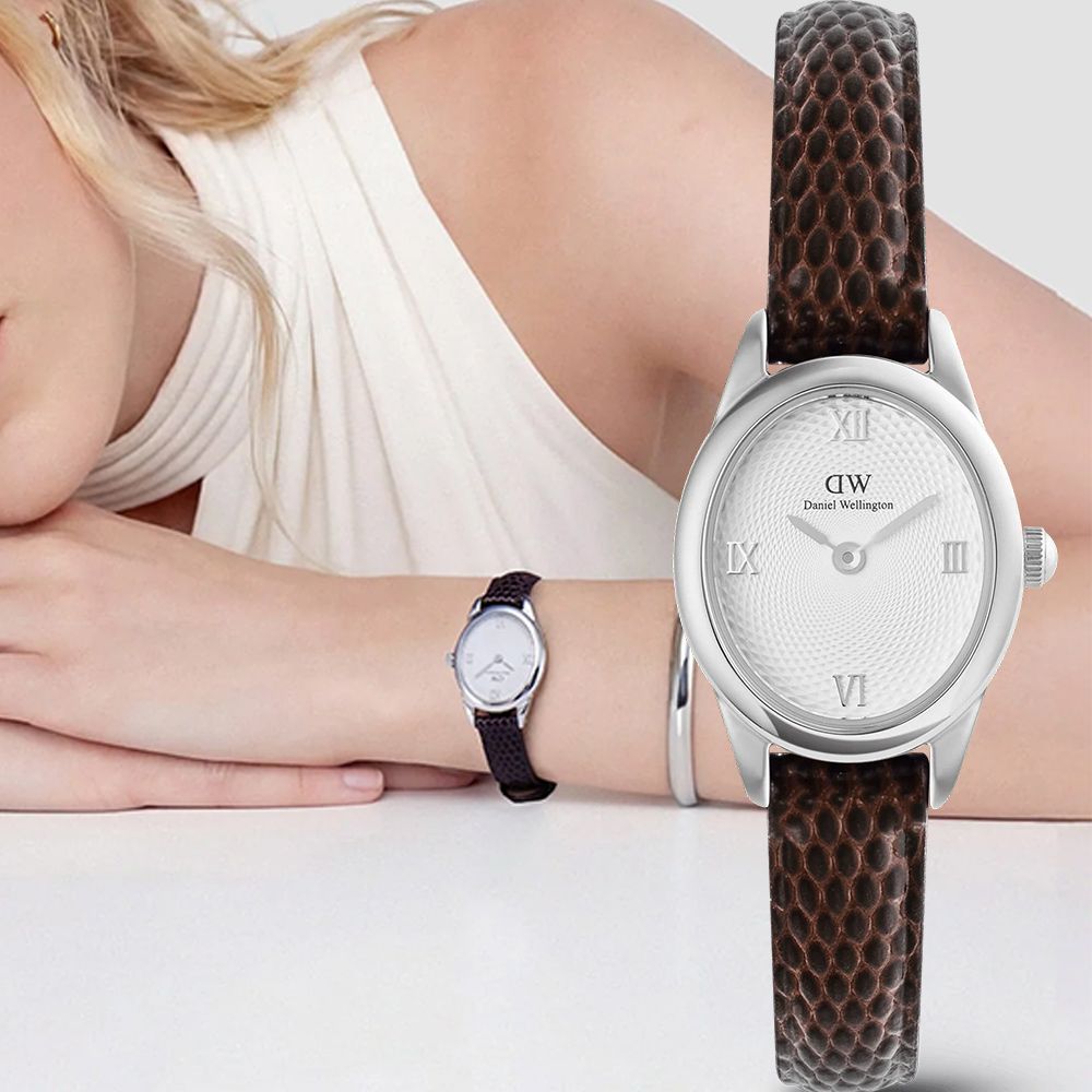 Daniel Wellington DW 女錶-22x25.5mm Ophelia Mini 羅馬橢圓形經典手錶-銀框 年中慶 推薦(DW00100888)