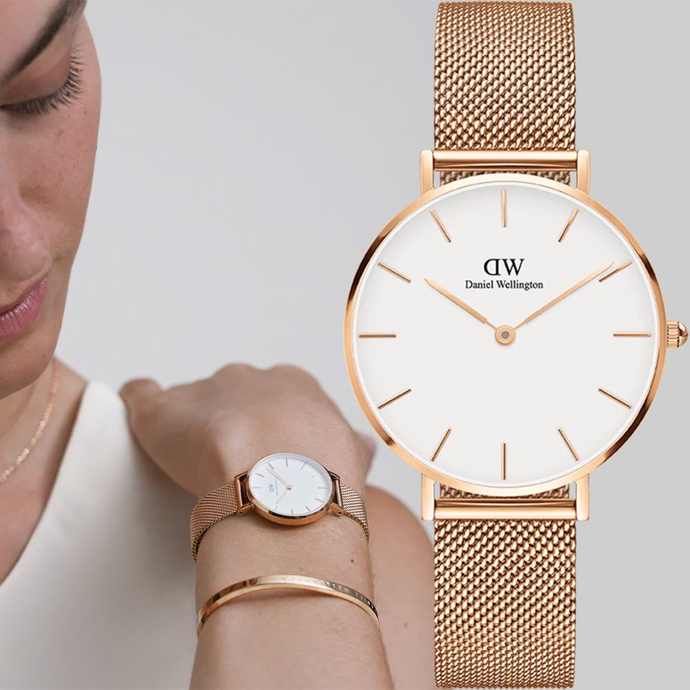 Daniel Wellington DW 女錶-28mm Petite Melrose 經典極簡米蘭帶手錶-玫瑰金框 年中慶 推薦(DW00100219)