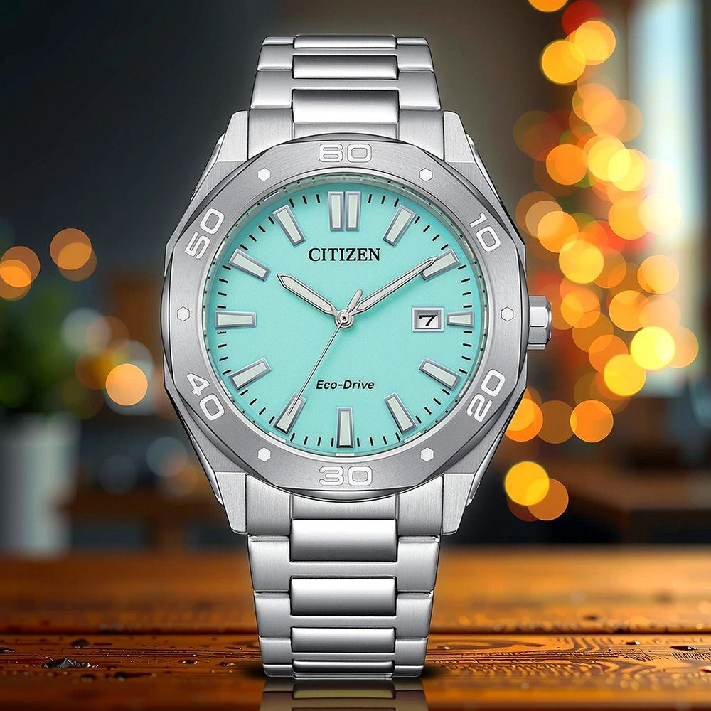 CITIZEN 星辰 Blue Glow Night 藍月 夜光面盤光動能八角形手錶 男錶-41mm 禮物 送禮 推薦(BM7631-87M)