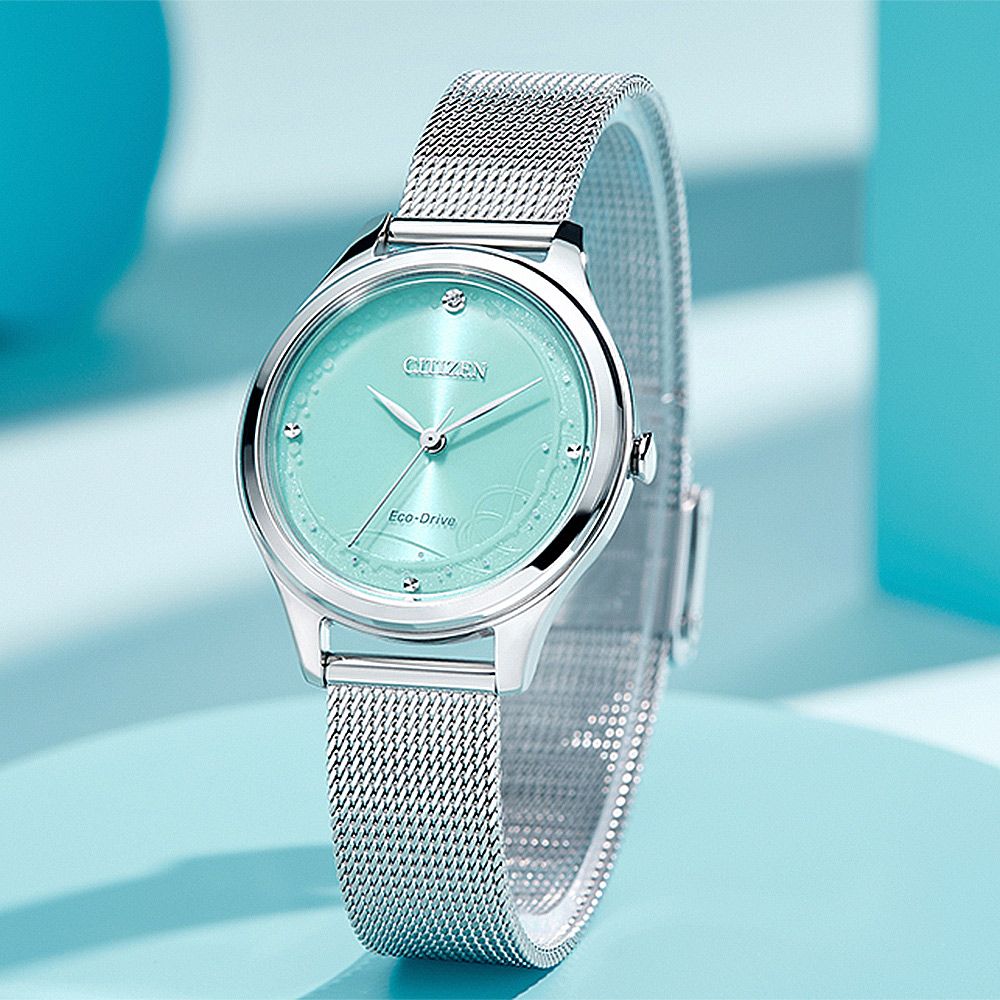 CITIZEN 星辰 Blue Glow Night 藍月光動能夜光米蘭帶女錶-32mm 禮物 送禮(EM0501-89M)