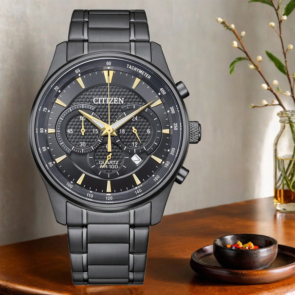 CITIZEN 星辰Chronograph 經典不敗三眼計時手錶-42mm 禮物 送禮 推薦(AN8197-52E)