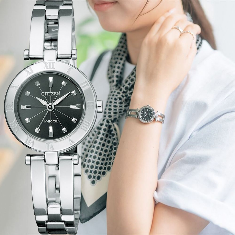 CITIZEN 星辰 Wicca 公主系列 太陽能大三針女錶-24mm 手錶 禮物 送禮 推薦(15-1571-01)