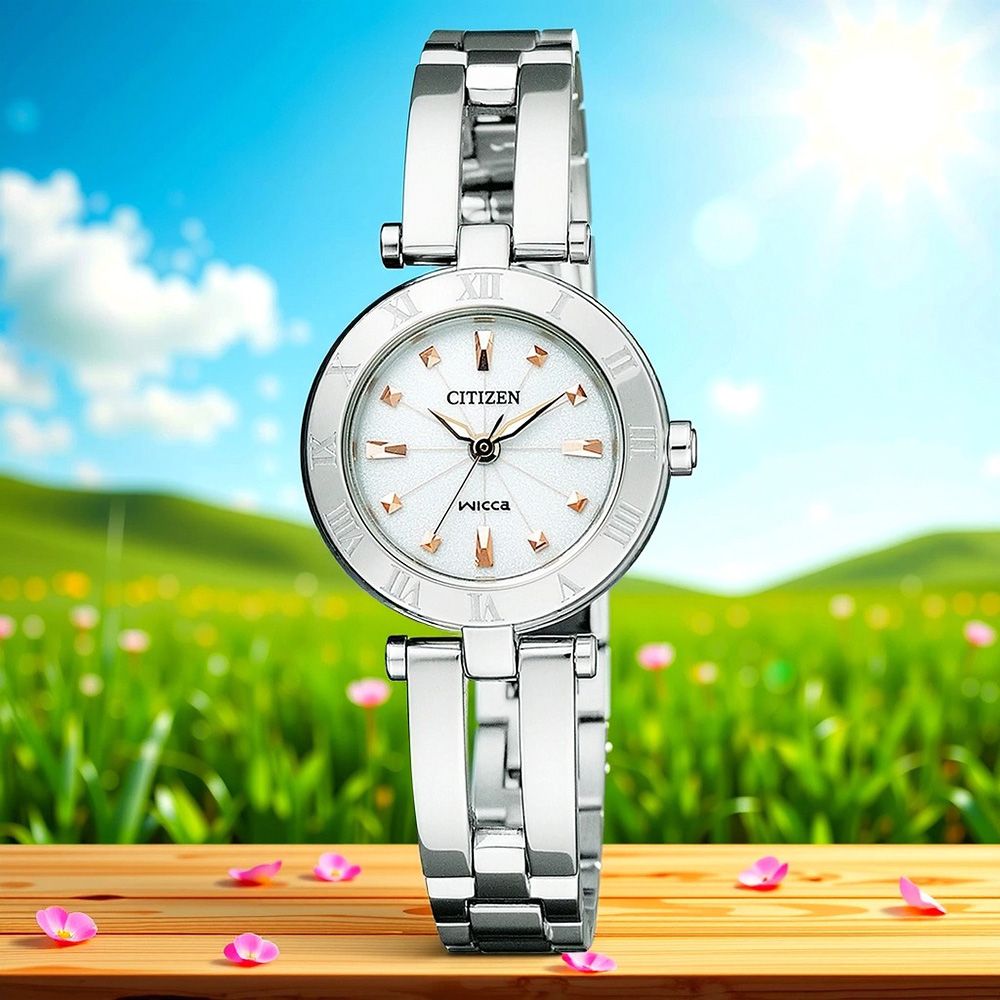 CITIZEN 星辰 Wicca 公主系列 廣告款 太陽能大三針女錶-24mm 手錶 禮物 送禮 推薦(15-1572-01)