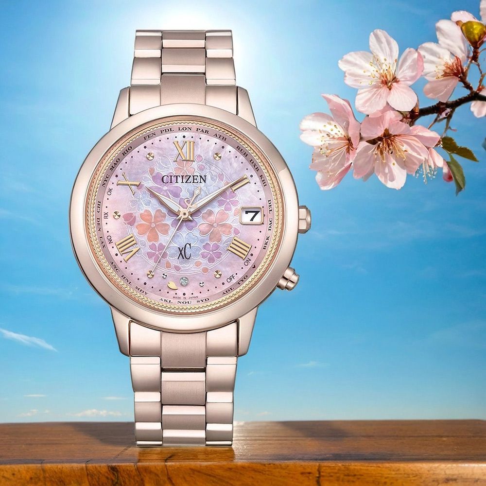 CITIZEN 星辰 XC Hebe田馥甄代言 花曜日 鈦 光動能電波女錶(CB1135-52N)