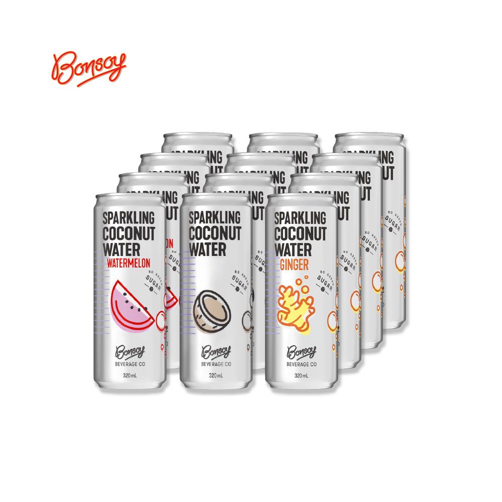Bonsoy 氣泡椰子水 - 原味、西瓜、薑汁綜合款320ml×12入/箱