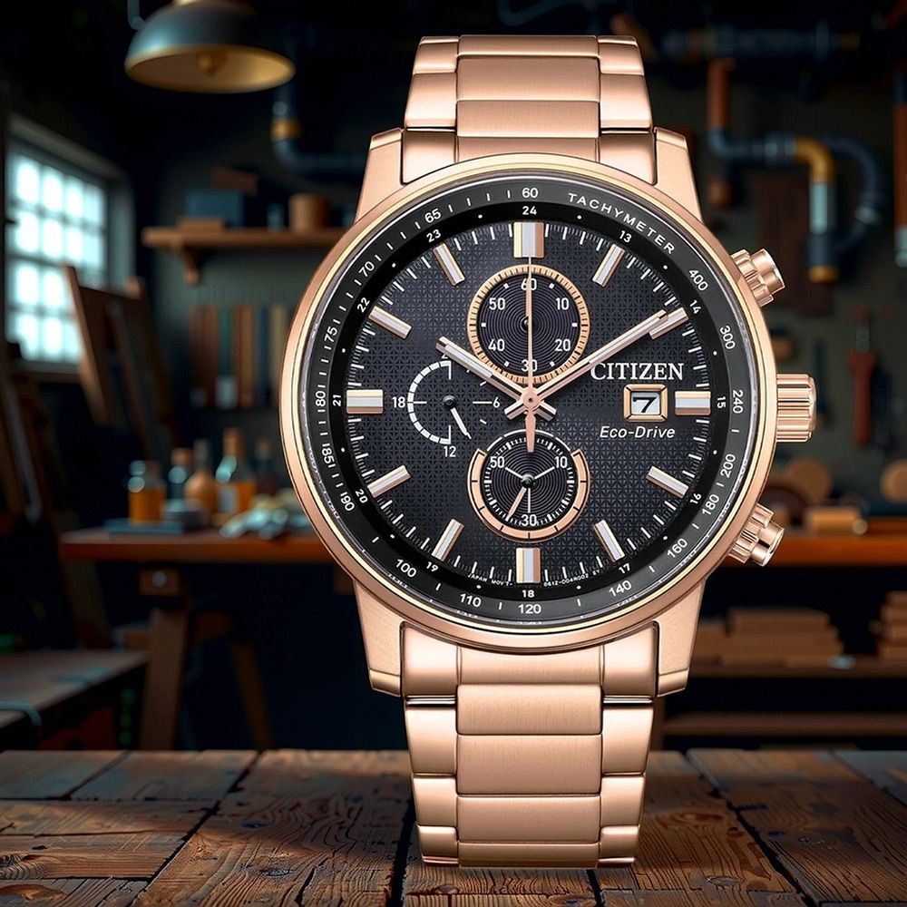 CITIZEN 星辰 七夕情人節推薦款 光動能計時手錶-玫瑰金/43mm 禮物 送禮 推薦(CA0848-85E)