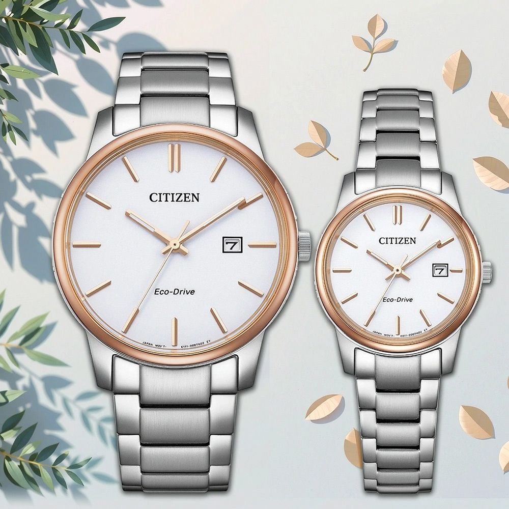 CITIZEN 星辰 光動能情侶手錶 對錶-白(BM6979-91A+EW2319-97A)