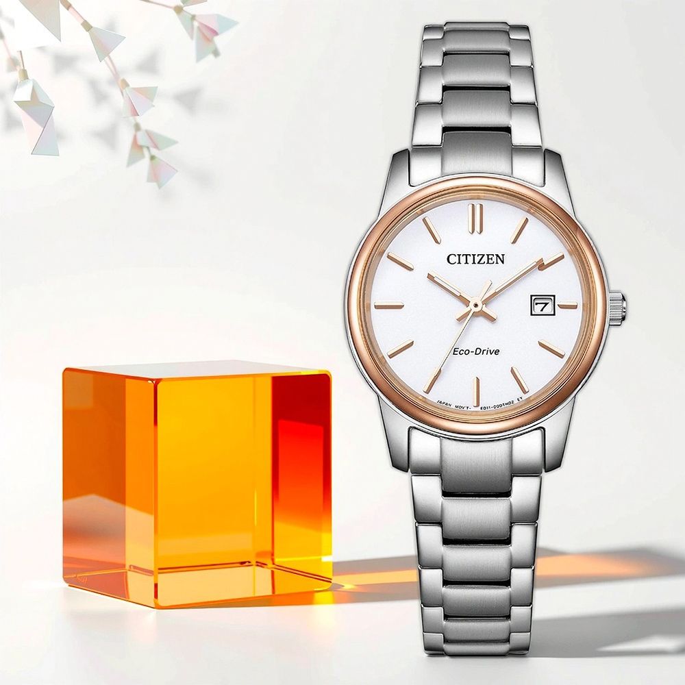 CITIZEN 星辰 光動能經典手錶 女錶-白/27.5mm(EW2319-97A)