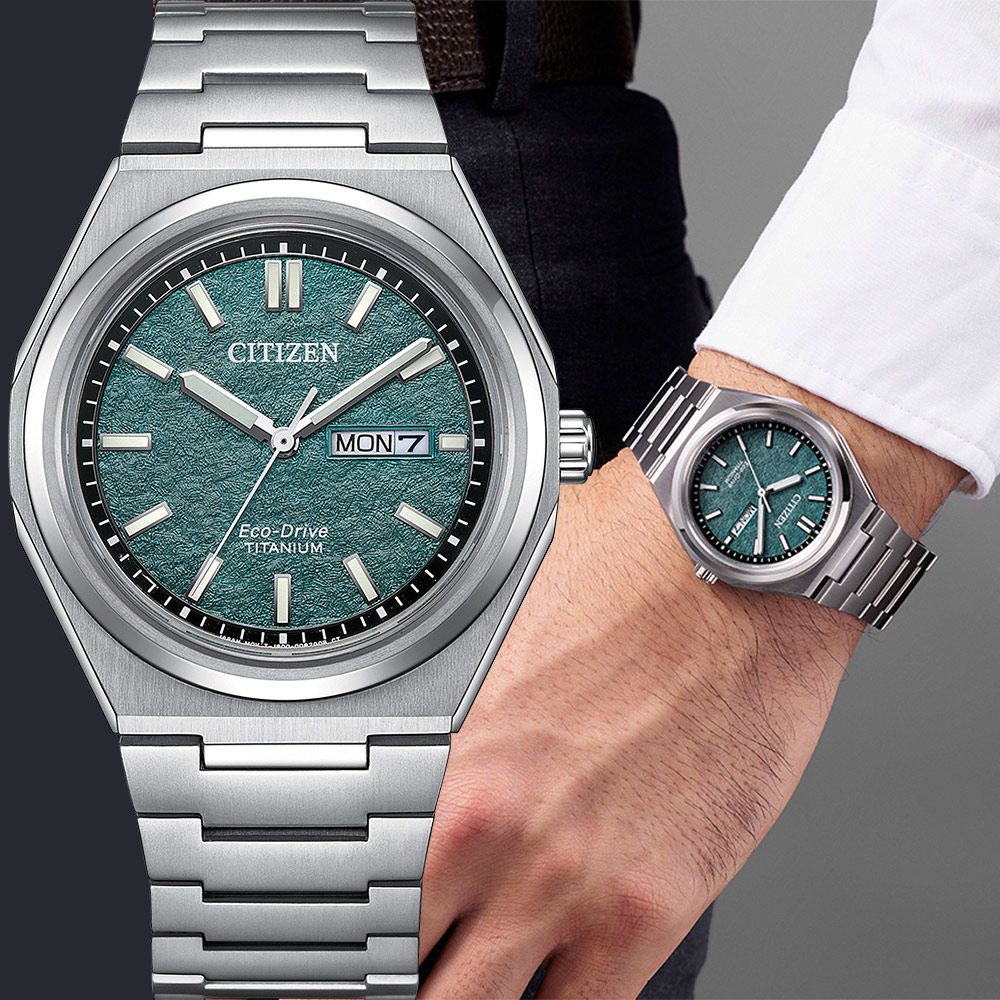 CITIZEN 星辰 限量 Zenshin 新鈦度 超級鈦光動能手錶-綠(AW0130-85X)