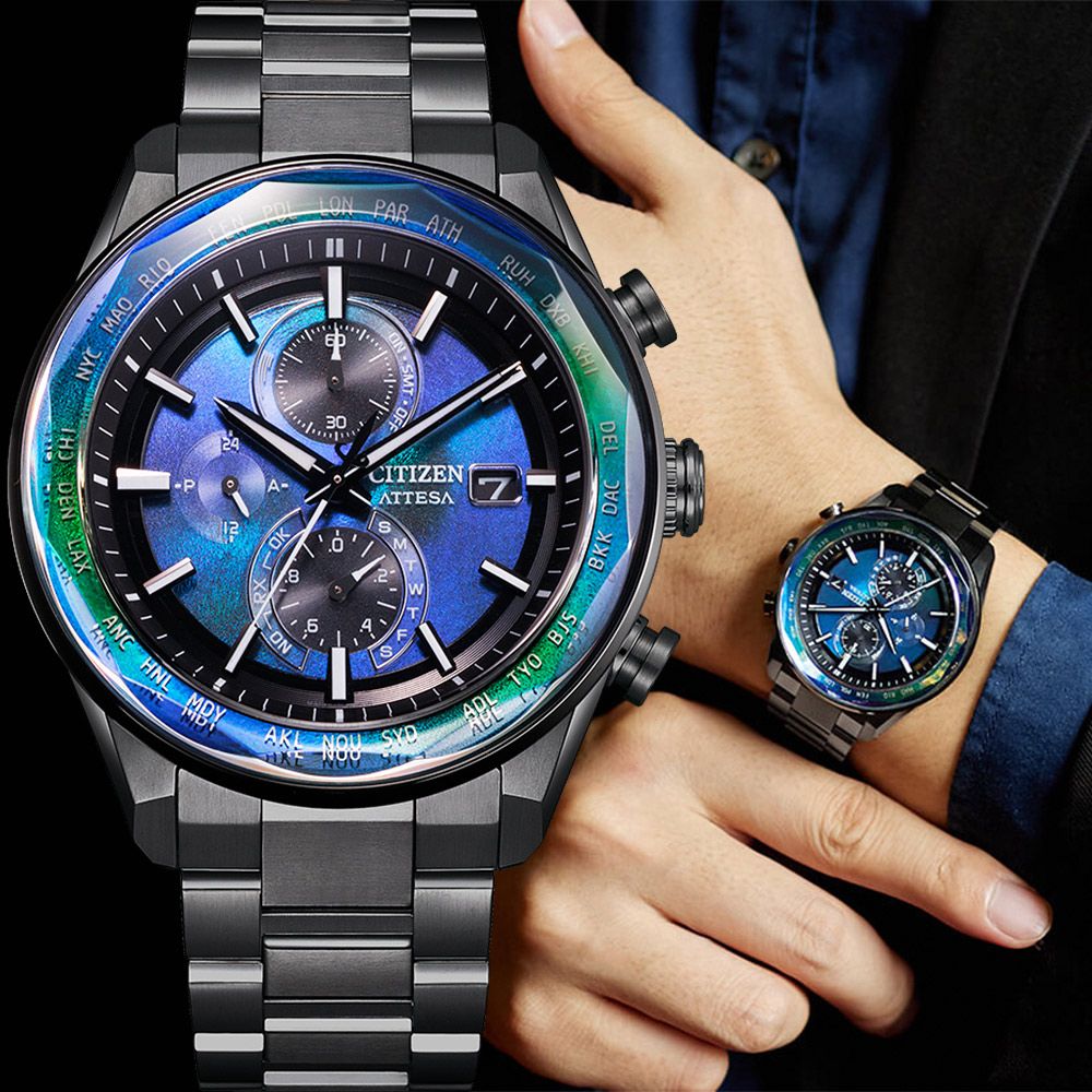 CITIZEN 星辰 限量 鈦金屬光動能電波萬年曆計時手錶(AT8314-53L)