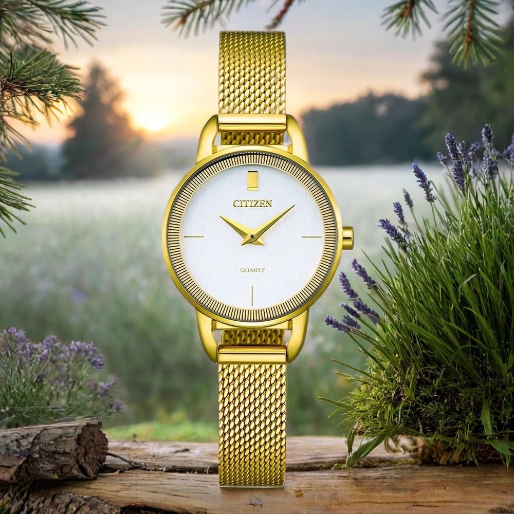 CITIZEN 星辰 時尚雙針米蘭帶石英女錶-26mm 禮物 送禮 推薦(EZ7008-58A)