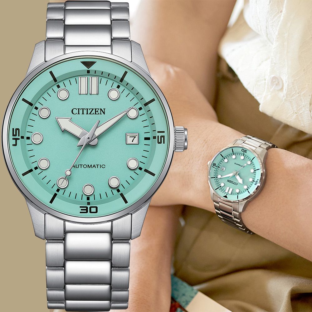 CITIZEN 星辰 聖誕節推薦 Blue Glow Night 藍月限量運動風夜光機械錶-40mm 禮物 送禮(NJ0191-83M)